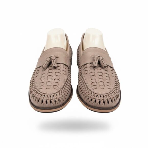 River Island Rumble Leather Woven Tassel Front Huaraches Color Stone Men Size 44 main image 11